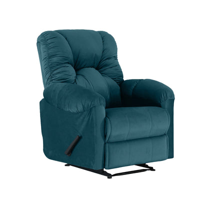 American Polo Classical Velvet Recliner Upholstered Chair with Controllable Back  - Teal Blue-906193-TE (6613422375008)