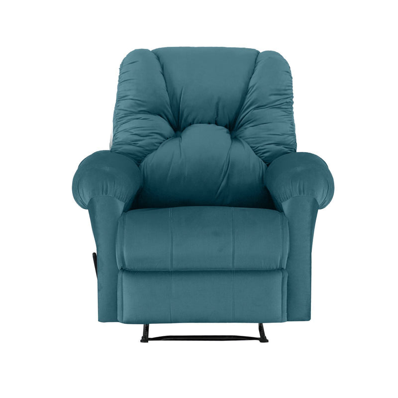 American Polo Classical Velvet Recliner Upholstered Chair with Controllable Back  - Teal Blue-906193-TE (6613422375008)