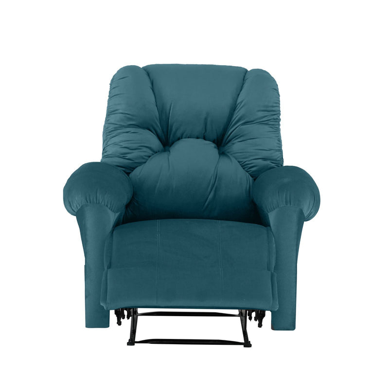 American Polo Classical Velvet Recliner Upholstered Chair with Controllable Back  - Teal Blue-906193-TE (6613422375008)