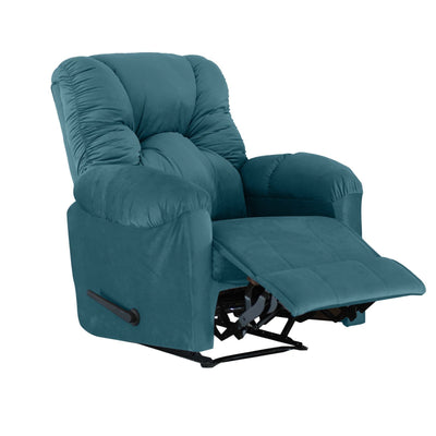American Polo Classical Velvet Recliner Upholstered Chair with Controllable Back  - Teal Blue-906193-TE (6613422375008)