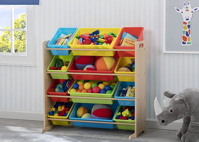 Kids Toy Storage Organizer with 12 Plastic Bins - Natural/Pr (6604688425056)