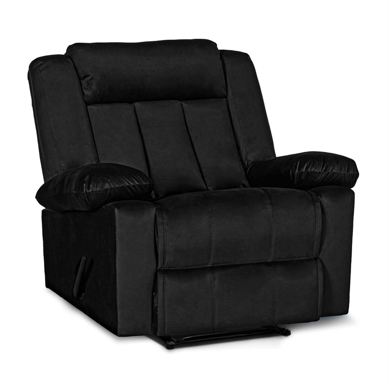 In House Rocking & Rotating Recliner Upholstered Chair with Controllable Back - Black-905146-BL (6613416050784)