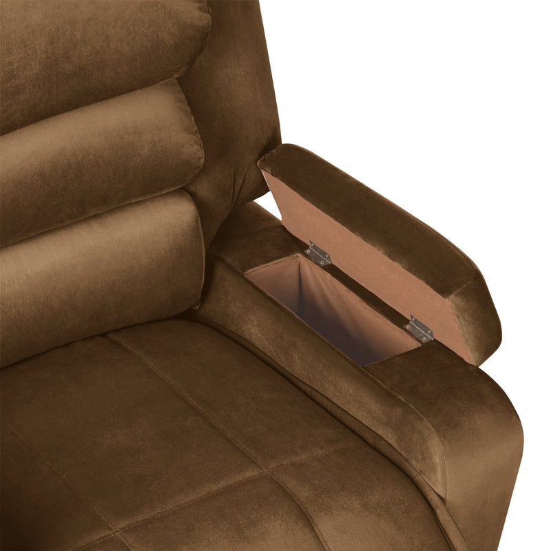 In House Rocking & Rotating Recliner Upholstered Chair with Controllable Back - Dark Brown-905149-BR (6613417459808)