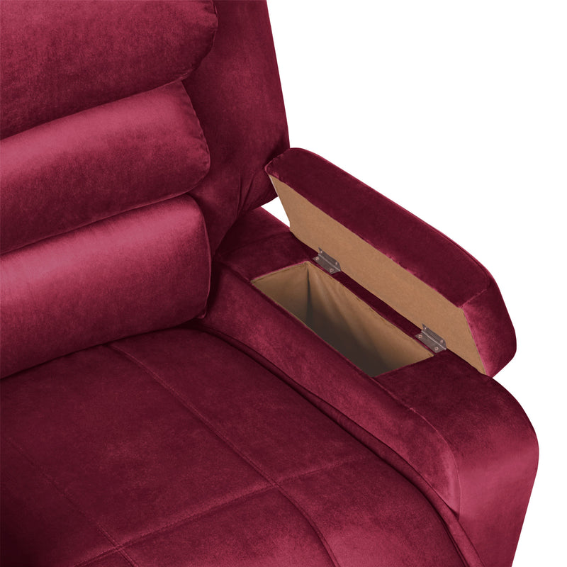 In House Rocking Recliner Upholstered Chair with Controllable Back - Red-905148-RE (6613417328736)