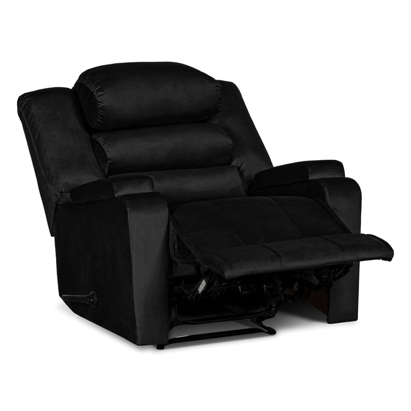 In House Rocking & Rotating Recliner Upholstered Chair with Controllable Back - Black-905149-BL (6613417427040)