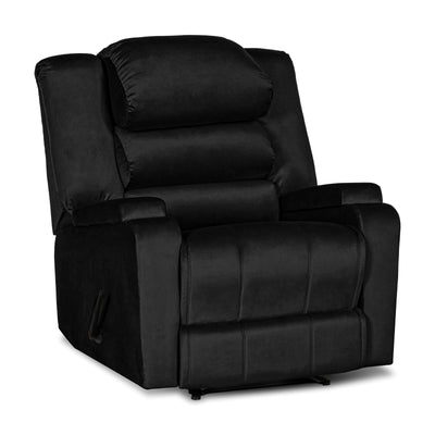 In House Rocking & Rotating Recliner Upholstered Chair with Controllable Back - Black-905149-BL (6613417427040)