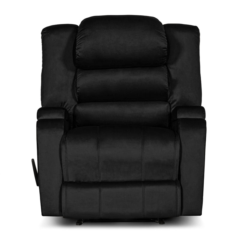 In House Rocking & Rotating Recliner Upholstered Chair with Controllable Back - Black-905149-BL (6613417427040)