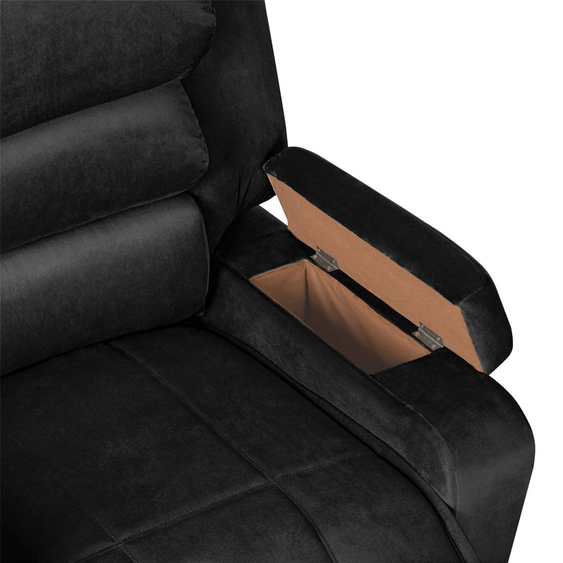 In House Rocking & Rotating Recliner Upholstered Chair with Controllable Back - Black-905149-BL (6613417427040)