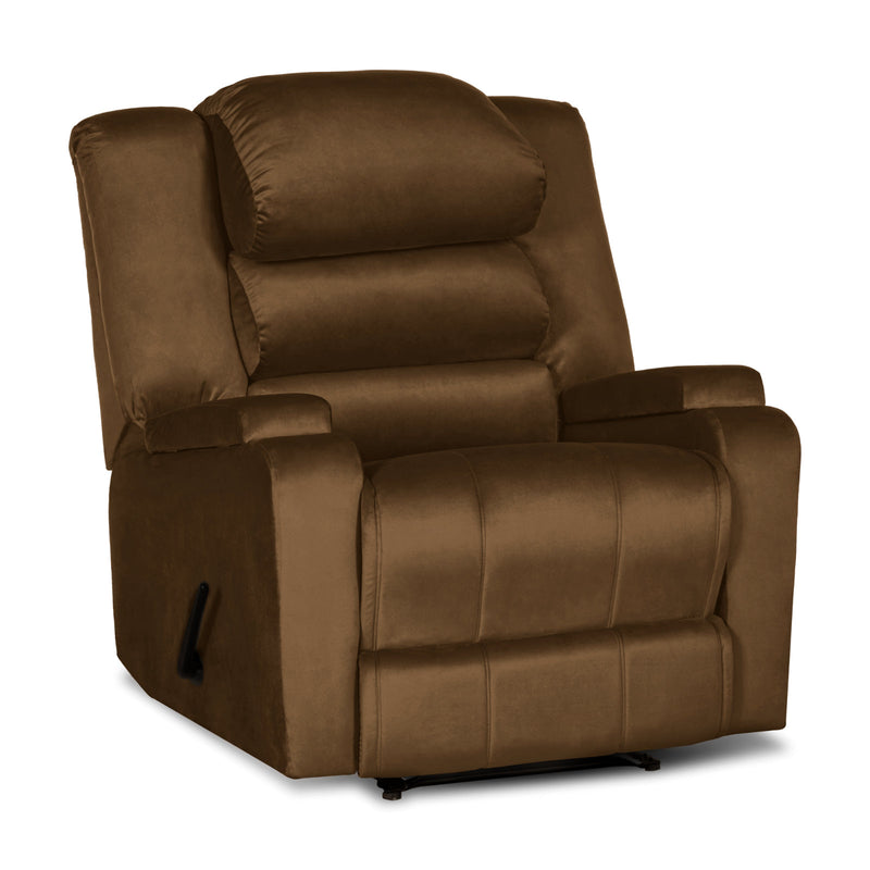 In House Rocking & Rotating Recliner Upholstered Chair with Controllable Back - Dark Brown-905149-BR (6613417459808)