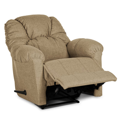 American Polo Recliner Rocking Linen Chair Upholstered With Controllable Back - Linen Beige-905166-G (6613424046176)