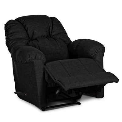 American Polo Recliner Rocking Linen Chair Upholstered With Controllable Back - Black-905166-BL (6613423685728)