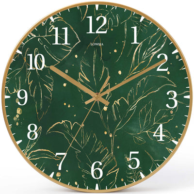 Wall Clock Decorative Green golden leaf Battery Operated -LWHSWC30G-C301 (6622841208928)