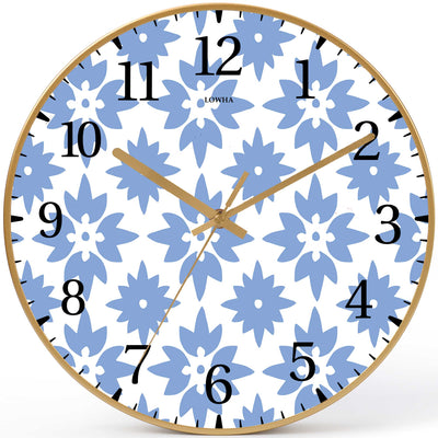 Wall Clock Decorative fllowers blue Battery Operated -LWHSWC30G-C306 (6622841372768)