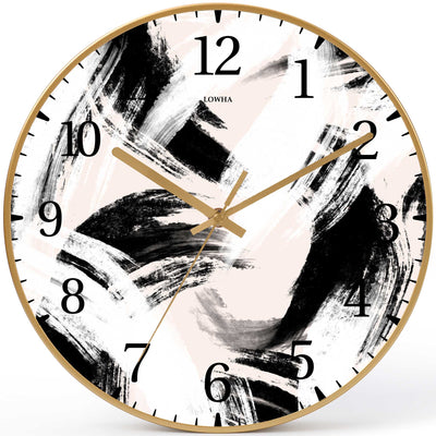 Wall Clock Decorative abstract white black brush Battery Operated -LWHSWC30G-C384 (6622843830368)
