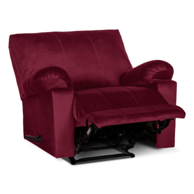 Recliner Rocking & Rotating Chair Upholstered with Controllable Back - Red-H1S112301 (6613421490272)