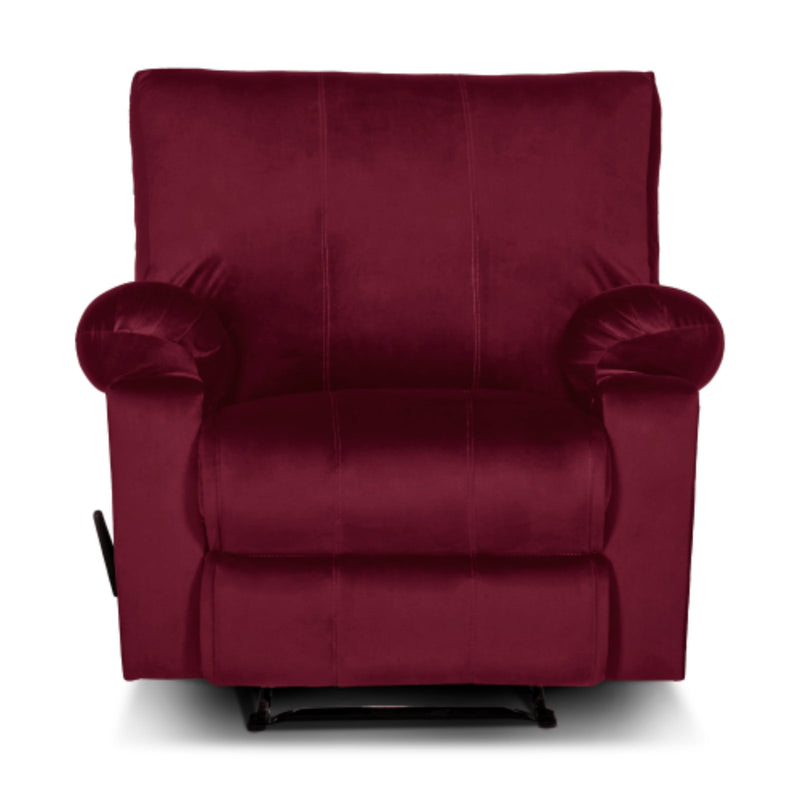 Recliner Rocking Chair Upholstered with Controllable Back - Red-H1R112301 (6613421064288)