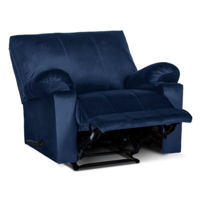 Recliner Rocking Chair Upholstered with Controllable Back - Blue-H1R112303 (6613421129824)