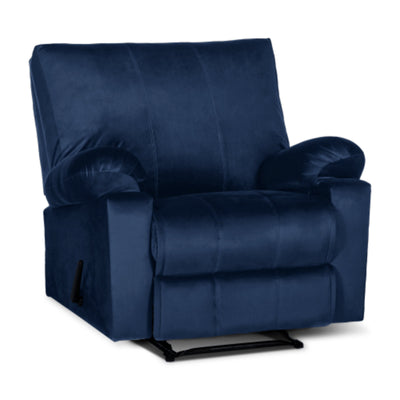 Recliner Rocking Chair Upholstered with Controllable Back - Blue-H1R112303 (6613421129824)