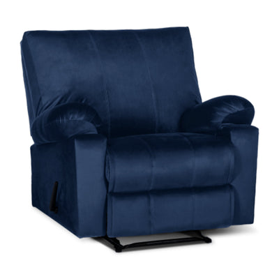 Recliner Rocking & Rotating Chair Upholstered with Controllable Back - Blue-H1S112303 (6613421555808)