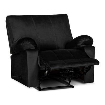 Recliner Rocking Chair Upholstered with Controllable Back - Black-H1R112304 (6613421162592)