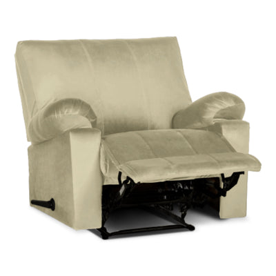 Recliner Rocking Chair Upholstered with Controllable Back - Off White-H1R112310 (6613421359200)