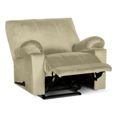 Recliner Rocking Chair Upholstered with Controllable Back - Off White-H1R112310 (6613421359200)