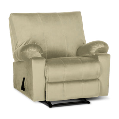 Recliner Rocking Chair Upholstered with Controllable Back - Off White-H1R112310 (6613421359200)