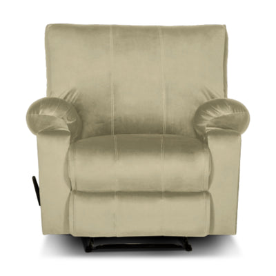 Recliner Rocking Chair Upholstered with Controllable Back - Off White-H1R112310 (6613421359200)