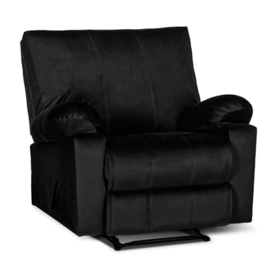 Recliner Rocking Chair Upholstered with Controllable Back - Black-H1R112304 (6613421162592)
