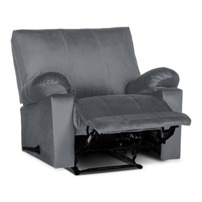 Recliner Rocking & Rotating Chair Upholstered with Controllable Back - Grey-H1S112313 (6613421883488)