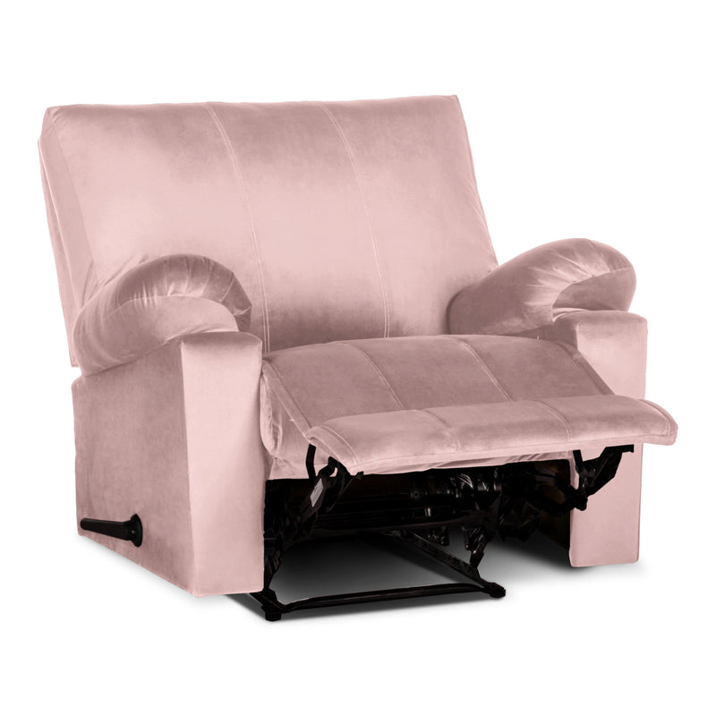 Recliner Rocking & Rotating Chair Upholstered with Controllable Back - Pink-H1S112312 (6613421850720)