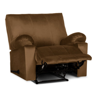 Recliner Rocking Chair Upholstered with Controllable Back - Brown-H1R112307 (6613421260896)