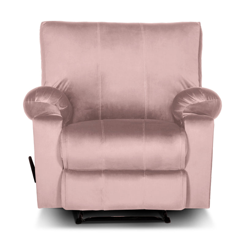 Recliner Rocking Chair Upholstered with Controllable Back - Pink-H1R112312 (6613421424736)