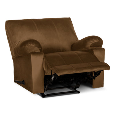 Recliner Rocking & Rotating Chair Upholstered with Controllable Back - Brown-H1S112307 (6613421686880)