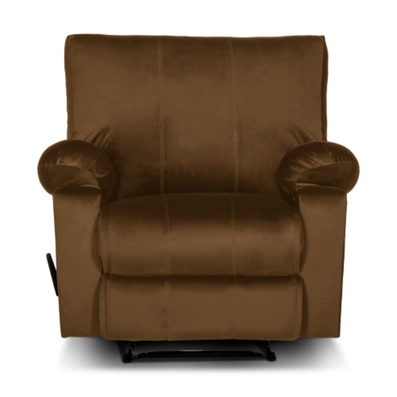 Recliner Rocking & Rotating Chair Upholstered with Controllable Back - Brown-H1S112307 (6613421686880)