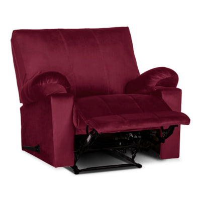 Recliner Rocking & Rotating Chair Upholstered with Controllable Back - Red-H1S112301 (6613421490272)