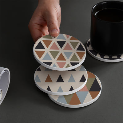 Set of 4 Ceramic Coasters, 4 Patterns with Cork Base -LWHCC4S10CM-1 (6622844944480)