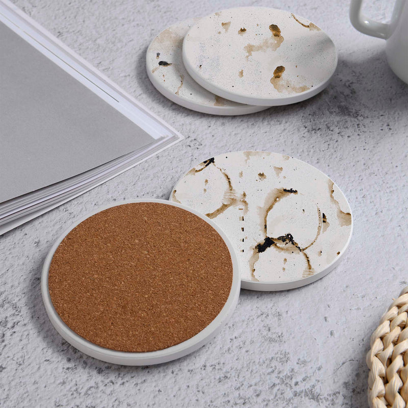Set of 4 Ceramic Coasters, 4 Patterns with Cork Base -LWHCC4S10CM-12 (6622845337696)