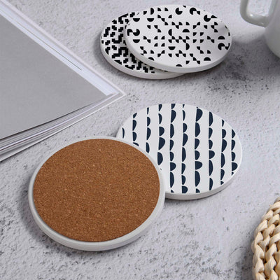 Set of 4 Ceramic Coasters, 4 Patterns with Cork Base -LWHCC4S10CM-15 (6622845468768)