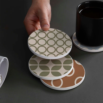 Set of 4 Ceramic Coasters, 4 Patterns with Cork Base -LWHCC4S10CM-16 (6622845436000)