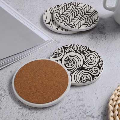 Set of 4 Ceramic Coasters, 4 Patterns with Cork Base -LWHCC4S10CM-17 (6622845501536)