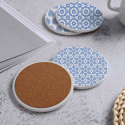 Set of 4 Ceramic Coasters, 4 Patterns with Cork Base -LWHCC4S10CM-20 (6622845599840)