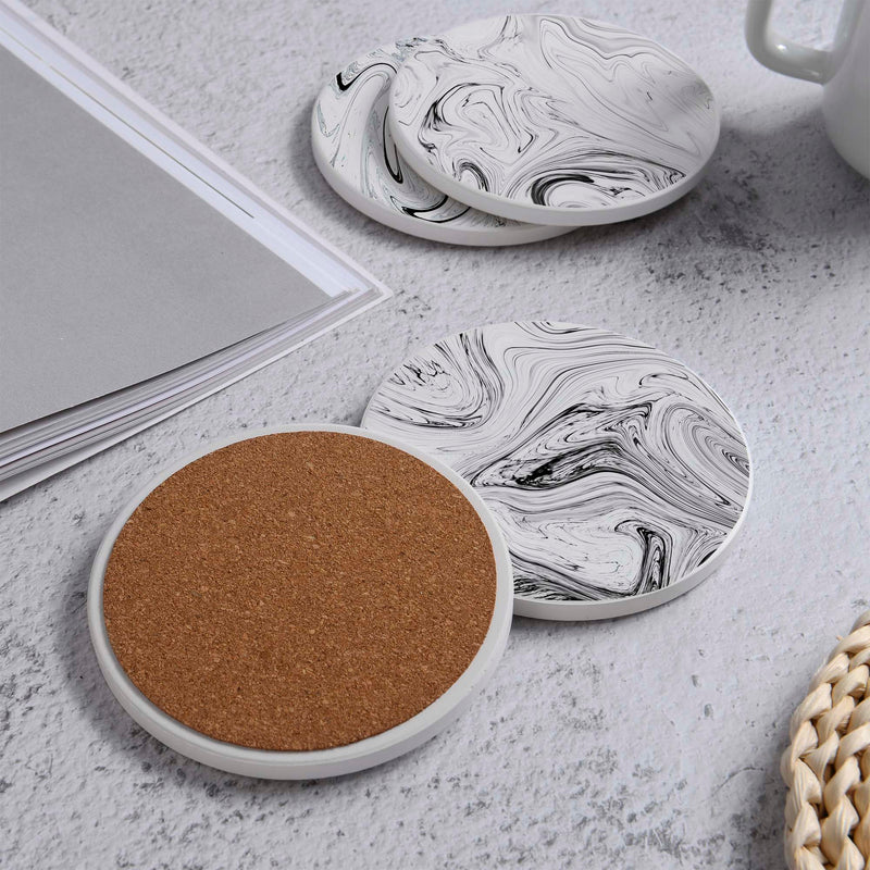 Set of 4 Ceramic Coasters, 4 Patterns with Cork Base -LWHCC4S10CM-21 (6622845632608)