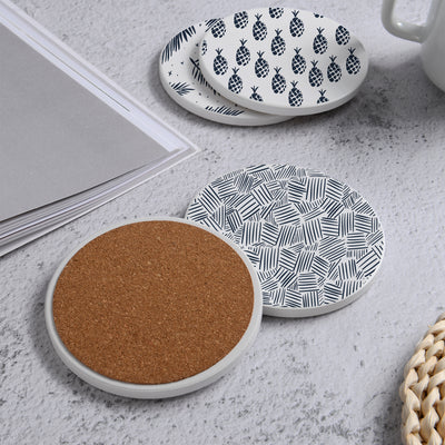 Set of 4 Ceramic Coasters, 4 Patterns with Cork Base -LWHCC4S10CM-3 (6622845010016)