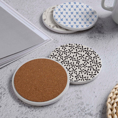 Set of 4 Ceramic Coasters, 4 Patterns with Cork Base -LWHCC4S10CM-30 (6622845927520)