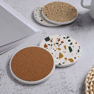 Set of 4 Ceramic Coasters, 4 Patterns with Cork Base -LWHCC4S10CM-34 (6622846124128)