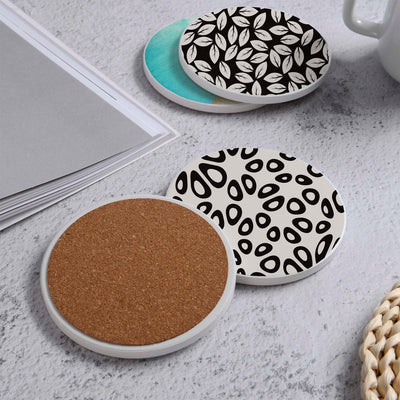 Set of 4 Ceramic Coasters, 4 Patterns with Cork Base -LWHCC4S10CM-36 (6622846189664)