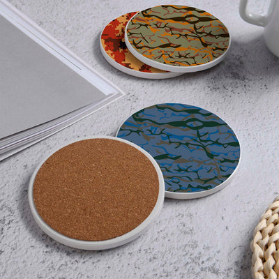 Set of 4 Ceramic Coasters, 4 Patterns with Cork Base -LWHCC4S10CM-37 (6622846222432)