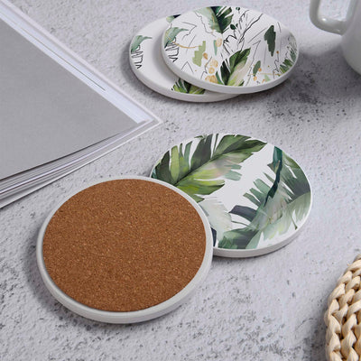 Set of 4 Ceramic Coasters, 4 Patterns with Cork Base -LWHCC4S10CM-4 (6622845042784)