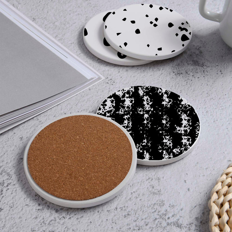 Set of 4 Ceramic Coasters, 4 Patterns with Cork Base -LWHCC4S10CM-40 (6622846320736)